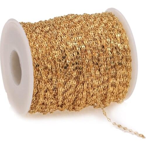 2m Stainless Steel Flat Oval Lip-shape Water-wave Chain for Pendant Necklace DIY Jewelry Making Findings Wholesale Lots Bulk