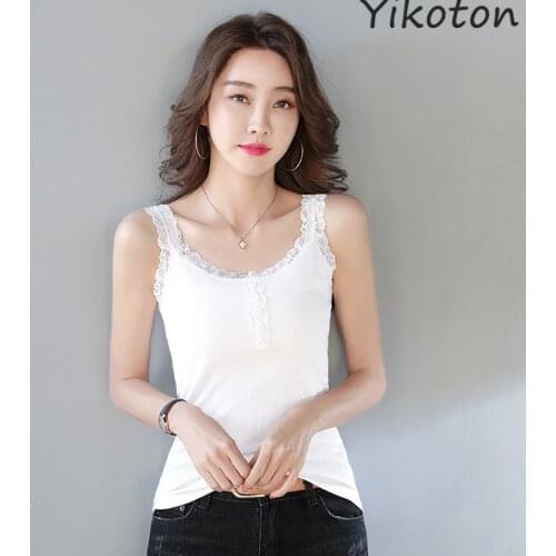 2021 Summer Basic Tops Women Sleeveless Lace Tank Top Sexy Womens T-shirt Ladies Slim Vest sleeveless T shirt Fashion Clothing