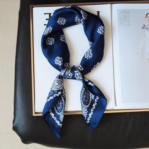 2021 Scarf For Women Satin Neck Hair Tie Band Bag Warp Soft Neckerchief Hijabs Head Female Foulard
