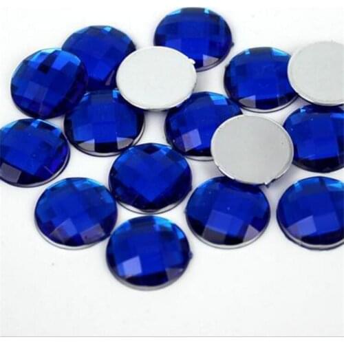 6-30MM DIY Bling Deep Blue Color Round Lattice Faceted Acrylic Rhinestones Flatback Acrylic Stone for Hand Craft Art Decoration