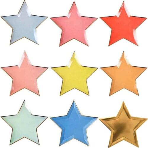 8pcs party plate Gold foil Disposable tableware for baby shower happy birthday wedding Christmas decoration supplies