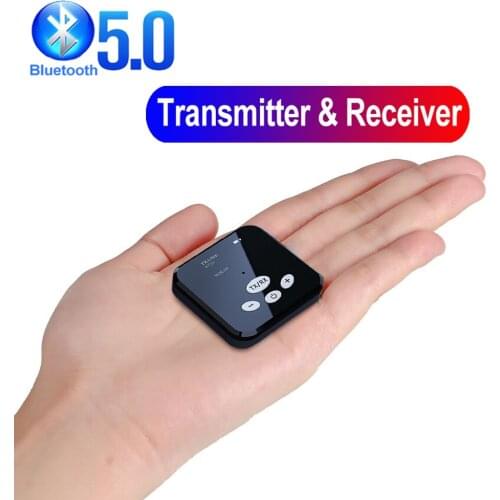 In-Car 2 in 1 Bluetooth 5.0 Transmitter Receiver Stereo 3.5mm Aux Jack Audio Adapter Wireless for TV Car Kit PC Headphones
