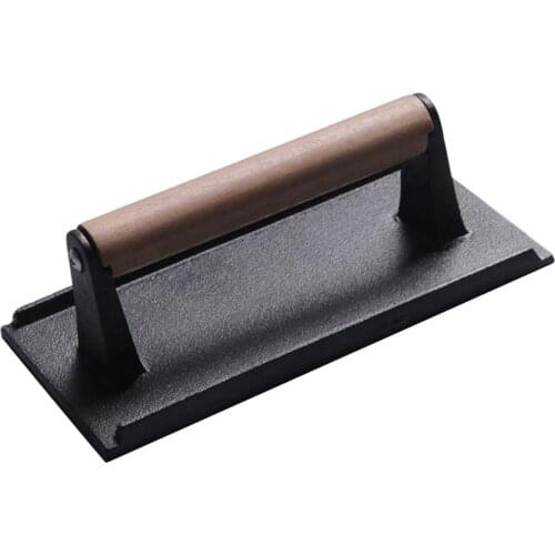 Bacon Press Steak Weight, Cast Iron with Wooden Handle, For Grill Panini Burgers Bacon and Sausage, Kitchen Cooking Tools