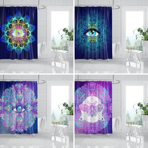 Bohemian Waterproof Shower Curtains With Hooks 3d Printed Eyes For Bathroom Anti-Mold Polyester Curtains Home Decoration Cloth