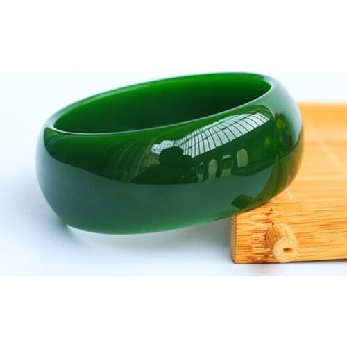 Xinjiang Hetian Jasper Spinach Green Bracelet Russian Bracelet