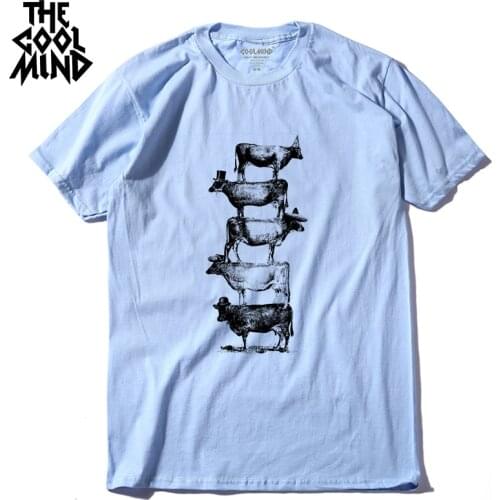 COOLMIND qi0410A 100% cotton funny men T shirt casual short sleeve summer mens tshirt male loose t-shirt tee shirts