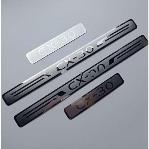 For MAZDA CX-30 CX30 2019 2020 2021 Door Sill Scuff Plate Cover Trim Stainless Steel Welcome Pedal Guard Car Styling Accessories
