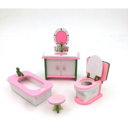 Doub K 3D Wooden DIY Children Educational Puzzle dollhouse Pretend Play Furniture Mini Toys Household Bed for doll house toy