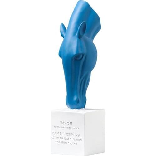 WU CHEN LONG 34cm Modern Abstract Horse Art Sculpture Animal Resin Statue Horse Figurine Rafts Home Decoration Accessories R1993