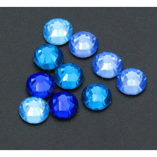 Round Blue Crystal Nail Rhinestones Diamond Painting Glass Flatback Hot Fix Rhinestones Strass For DIY Clothing Craft Nails Art