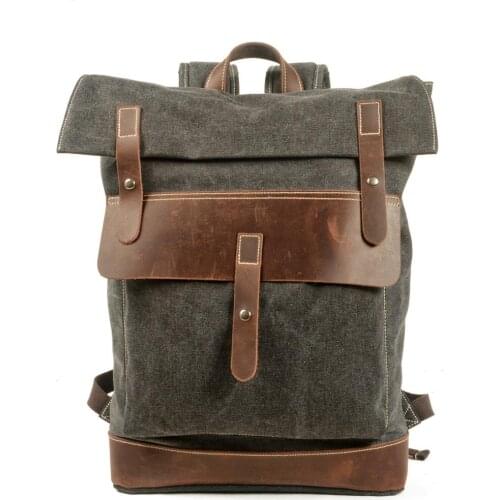 Fashion Backpack Mens Bag American Retro Outdoor Waterproof Travel Rucksack Solid Zipper Hasp Canvas Student Laptop School Bags