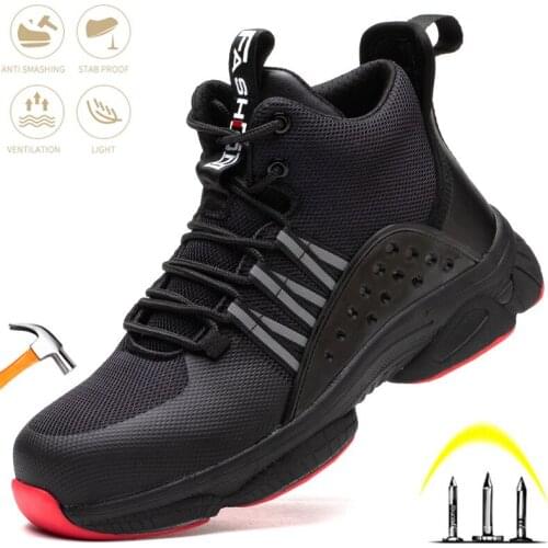 Men Fashion Safety Work Shoes Steel Toe Cap Lightweight Construction Anti-smash Puncture-Proof Indestructible Protect Boot