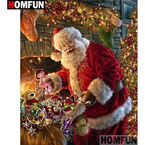 HOMFUN Full Square/Round Drill 5D DIY Diamond Painting "Santa Claus" 3D Diamond Embroidery Cross Stitch Home Decor A20200
