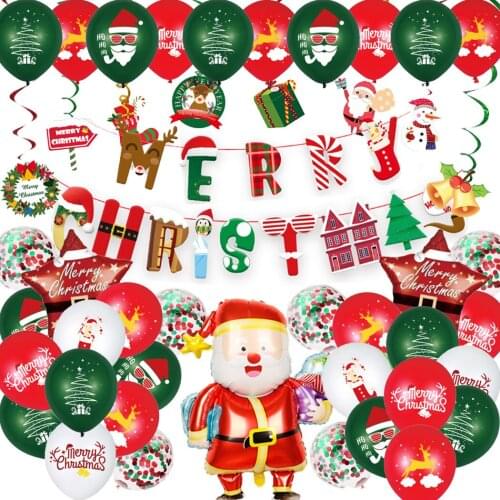 41-pcs Christmas balloon set wall decoration Christmas flag pull banner spiral ornaments Christmas balloon storefront setting