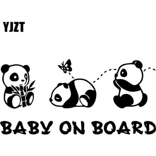 YJZT 17.5X8.4CM Cute Panda Cartoon Car Sticker Rear Windshield Decoration BABY ON BOARD Warning Decals C25-0298