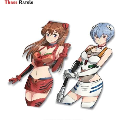 Three Ratels B806 Anime Role Asuka And Rei Stickers For Passat B6 Car Decal Auto Accessories