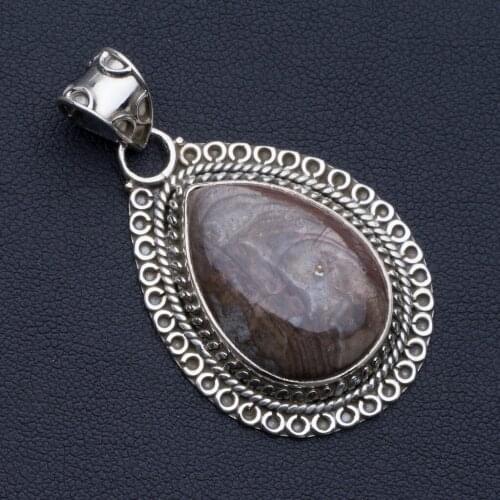 Natural Turritella Punk Style 925 Sterling Silver Pendant 2" P0648