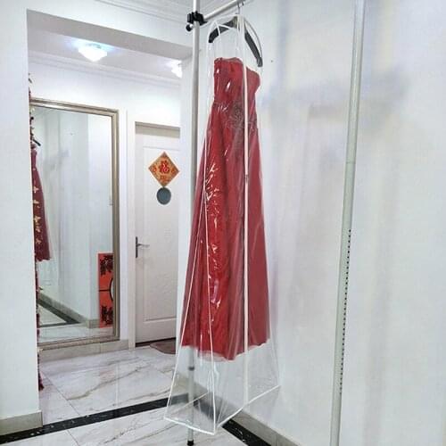 1PC PVC Transparent Solid Waterproof Bag For Wedding Dress Dust Cover Clothing Garment Bags Gown Storage Bag 160*70*30cm