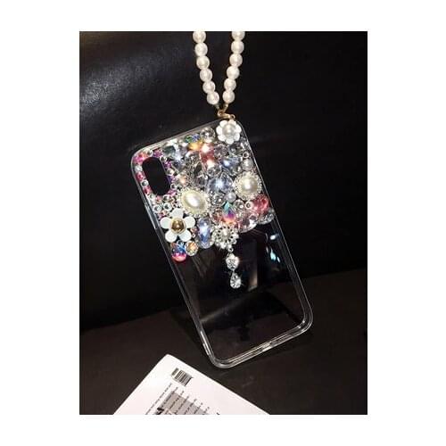 Luxury Bling Glitter pearl Pendant Diamond Clear Soft TPU Phone Case for Xiaomi 10 Pro 8 Lite 9 SE For Xiaomi Note10 Pro