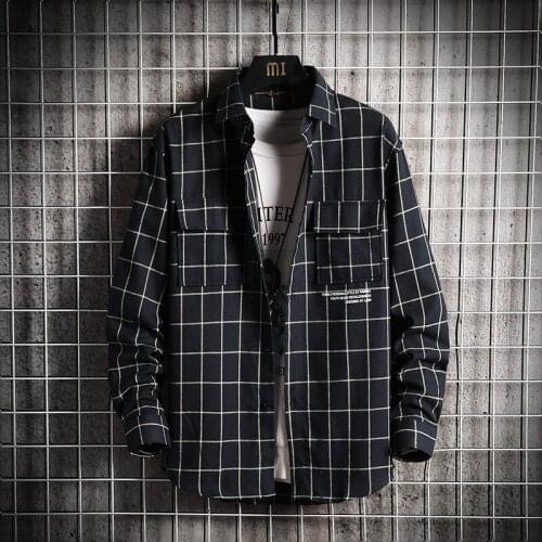 Autumn 2021 Print Plaid Shirt Men Cotton New Casual Long-sleeve Shirt Men High Quality Man Clothes Button Up Shirt Large Size