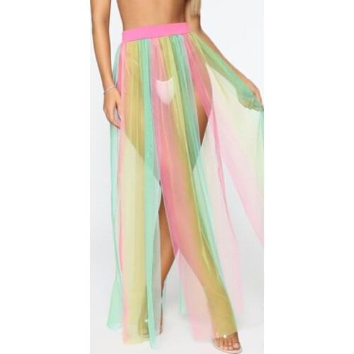 Sexy mesh skirt cover-ups High waist beach dress Long womens swimwear and beachwear Brazilian swimsuit Plus size bathing suit