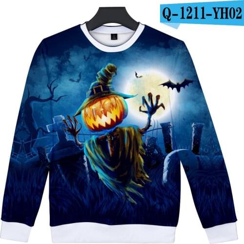 Sidno Halloween Pumpkin Face Sweatshirt 3D Print Fashion Sweatshirt Capless Women/Men Fashion Funny Dress Up Hoodies Clothes