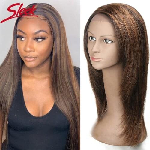 Sleek Lace Front Wig For Women Highlight Colored Human Hair Wigs Long Remy Brazilian Hair Wigs 13X3 Straight Lace Wigs