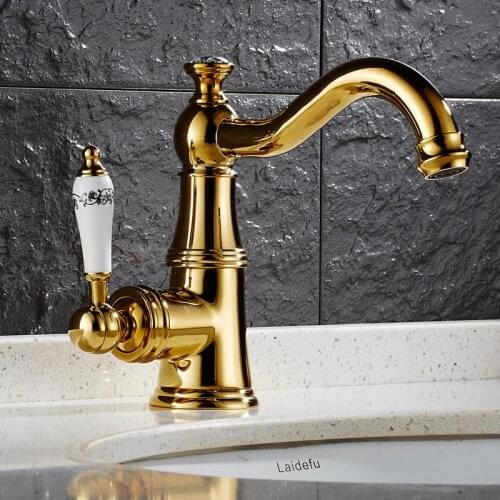 Basin Faucet Brass Lavatory Sink Mixer Tap Hot & Cold Black/Golden Toilet Faucet crystal Top Ceramic Handle Bathroom Crane Tap