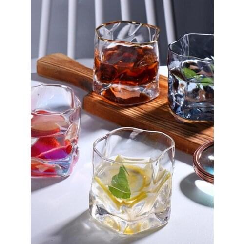 Japanese-style Special-shaped Glass Cup creative Crystal Whiskey Foreign Wine Glass Household Transparent Irregular Wine Mug