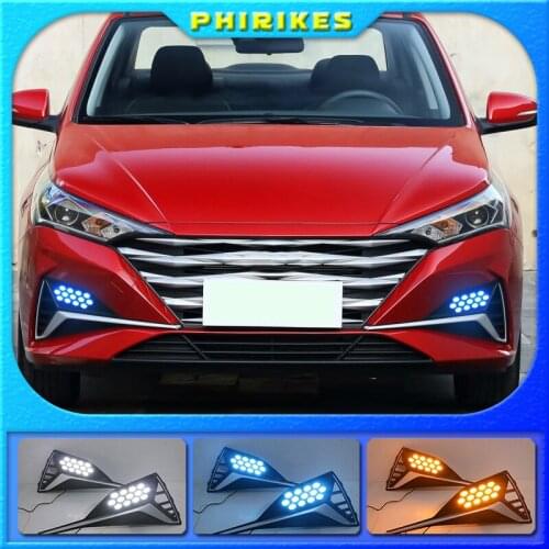 LED DRL Daytime Running Light Fog Lamp 12V Car Running Lights for Hyundai Accent Solaris Verna 2020