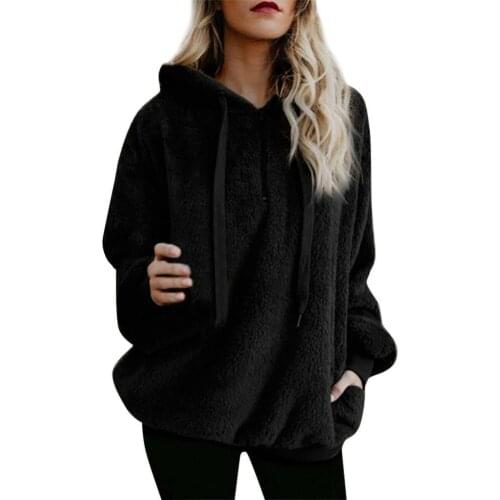 Thick Plush Women Warm Fleece Hooded Fluffy Hooded Sweatshirt Zipper Hoodies Winter Jumpers