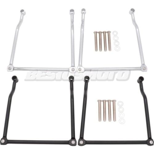 Motorcycle Black Chrome Universal Saddle Bag Support Bars Mounts Bracket Side Luggage For Kawasaki Honda Yamaha Suzuki Harley