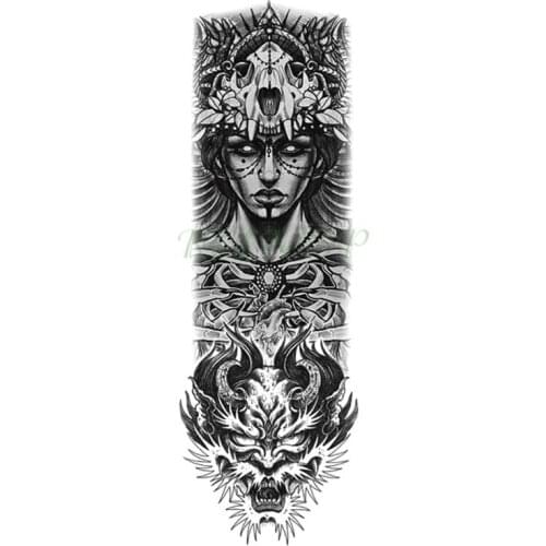 Waterproof Temporary Tattoo Sticker Totem Sexy Girl Skull Dragon Full Arm Fake Tatto Flash Tatoo for Men Women