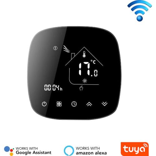 Wifi Round Thermostat Heating BHT-001 Black Screen Touch Button Smart Tuya APP Underfloor Heating Controller