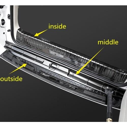 For Land Cruiser Prado FJ150 2010-2020 Rear Bumper Protector Tail Trunk Guard door Sill Plate Scuff Trim Cover