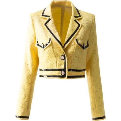 Coat Tops High Quality 2021 Autumn Winter New WomenS Fashion Party Casual Elegant Sequins Embroidered Patchwork Suit Jacket