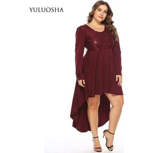 Plus Size Evening Dress Sequined O-Neck Long Sleeve Formal Gown Long Dress Women Elegant Vestidos De Fiesta De Noche