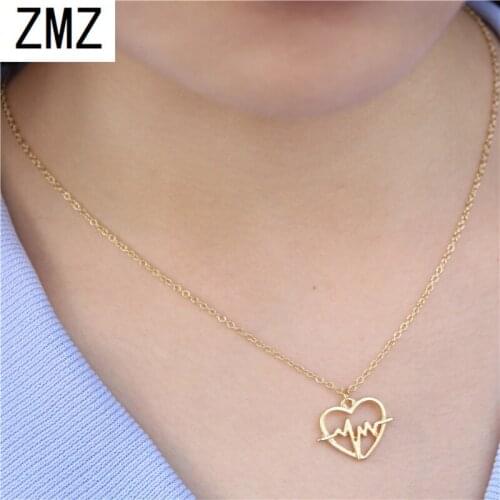 ZMZ 30pcs/lot 2018 Europe/US fashion heart beat pendant cute heart&signal necklace gift for mom/girlfriend party jewelry