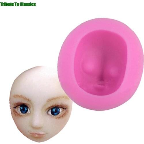 1Pcs 3D woman girl face cooking tools wedding decoration Silicone Mold head Fondant Sugar Craft bake tools for cakes