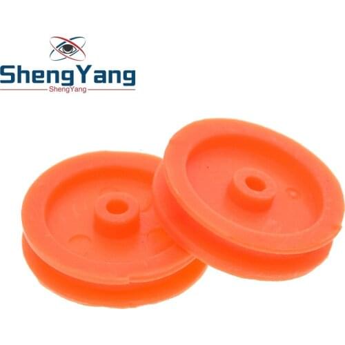 10pcs J347Y 2*17mm Yellow Plastic Model Belt Pulley DIY Micro Motor Transmission Parts Gear Box Mating Parts