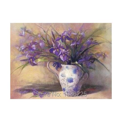 100% hand painted wall painting purple flower pictures oil paintings for living room paintings for Living Room home decor art