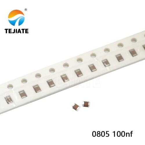 100pcs 100nF X7R Error 10% 50V 0805 0.1UF 104 SMD Thick Film Chip Multilayer Ceramic Capacitor