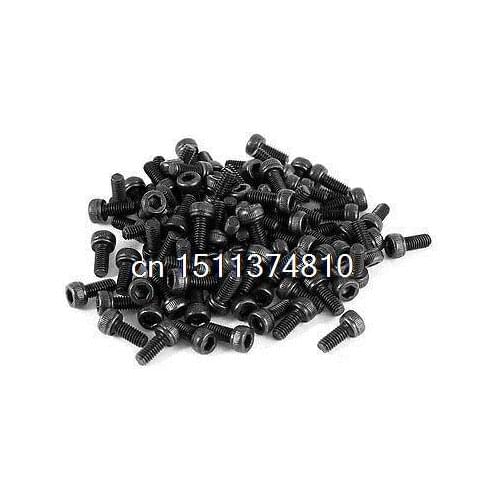 100 Pcs 12.9 Steel Alloy Hex Socket Pan Head Knurled Cap Screw Bolt M2.5x6