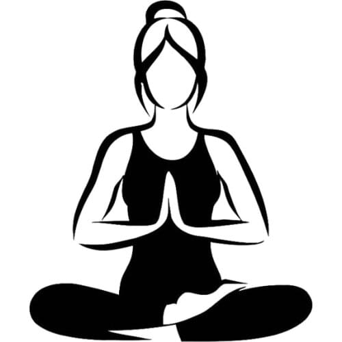 12.6*15.3CM Fashion Yoga Meditation Car Stickers Waterproof ReflectiveVinyl Decals Cartoon Black/Silver C7-0318