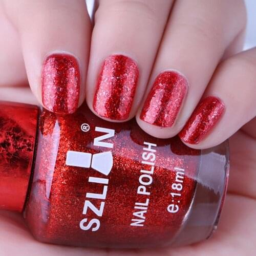 12 colors SZLIAN Sequins Nail Polish Non Toxic Long-Lasting Quick Drying Lacquer Primer