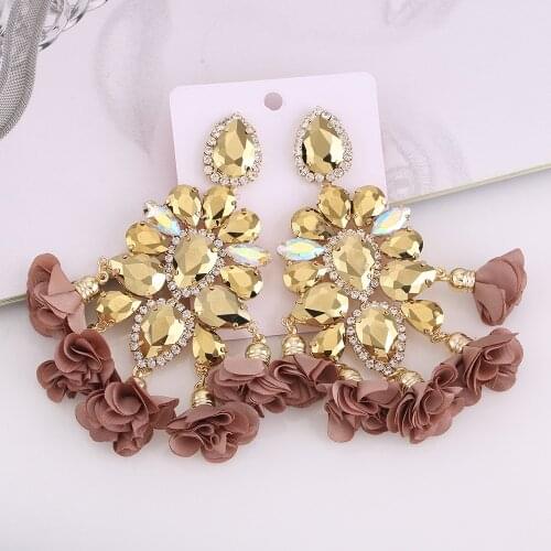 2021 Big Tassel Earrings Voor Vrouwen Dangle Drop Earrings Boho Crystal Sieraden Handmade Fringe Earrings For Women Jewelry Gift