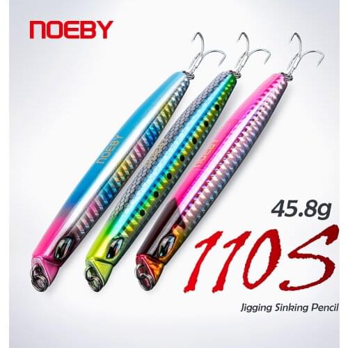 Noeby 3Pcs Fishing Lure 110mm 46g Sinking Pencil Lure Set Long Casting Slow Jigging Artificial Hard Bait for Sea Fishing Lure