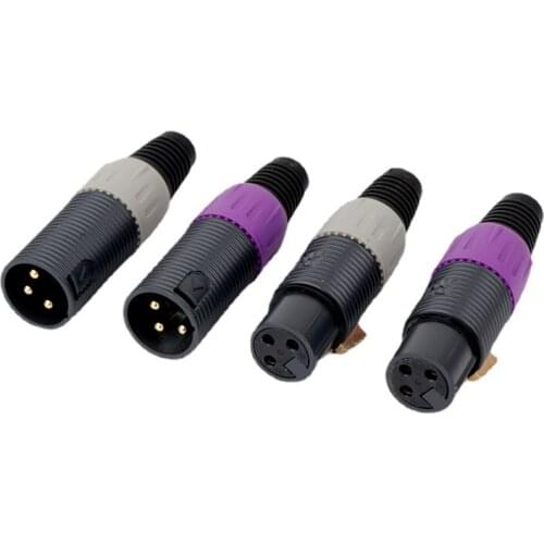 4Pcs Gold Plated 3Pin XLR Plug Balance Jack for DIY HiFi Audio Cable Connector