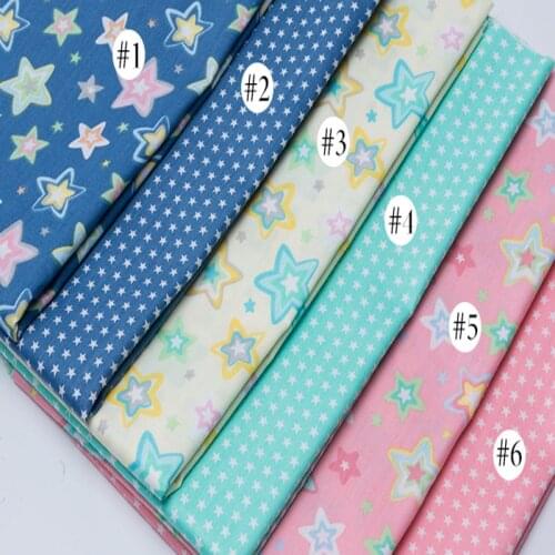 Promotion! Pretty 50x40cm Purple Green Pink Cartoon Fivestar 100% cotton twill cotton Fabric Bundle