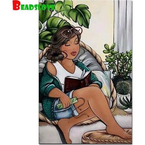 Diamond Painting 5D Full Square Sexy Women Fat Lady Reading Book Diamond Embroidery Rhinestone Cross Stitch Kits Mosaic Pictures